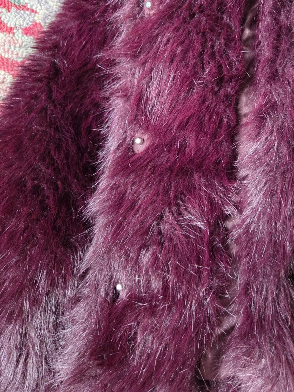 Simply VERA WANG Size M lined jacket Excllnt! burgundy faux fur w/SNAPS classy~ - Picture 10 of 10